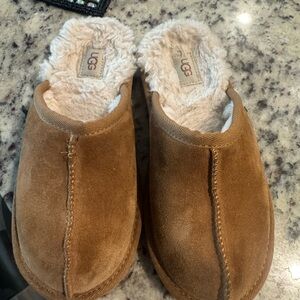 UGG Tan Suede Slippers with Plush Lining